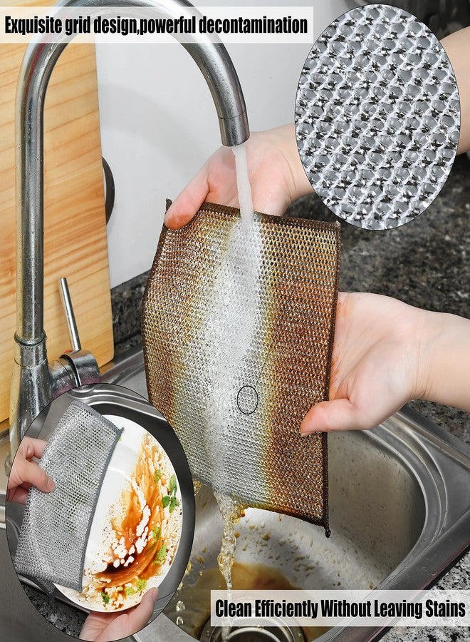 KTT Non Scratch Wire Dishcloth,Multipurpose Wire Dishwashing Rags for Wet and Dry,Reusable Kitchen Cleaning Cloths for Sinks,Dishes,Kitchen Pots and Pans.(5Pcs) - Image 2